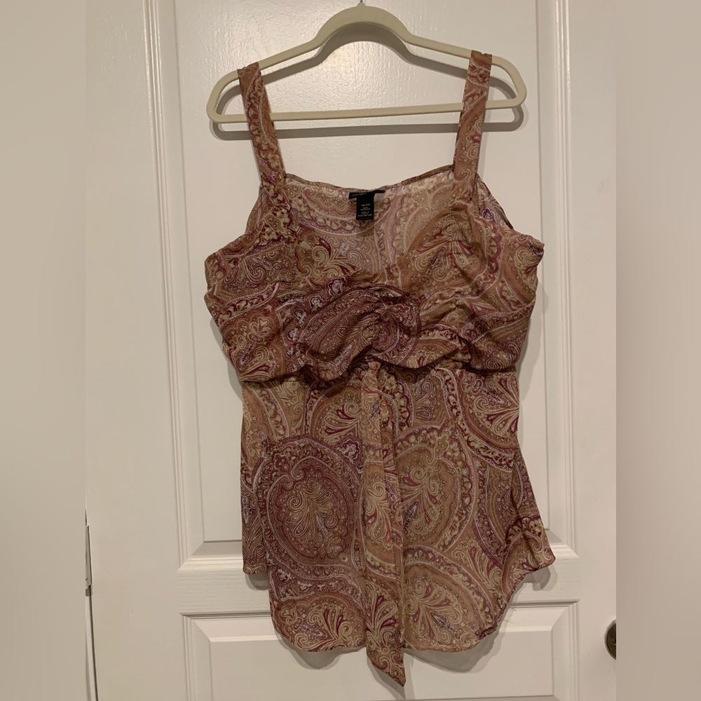 Lane Bryant Mauve Chiffon Paisley Print Cami Blouse Sz 18/20